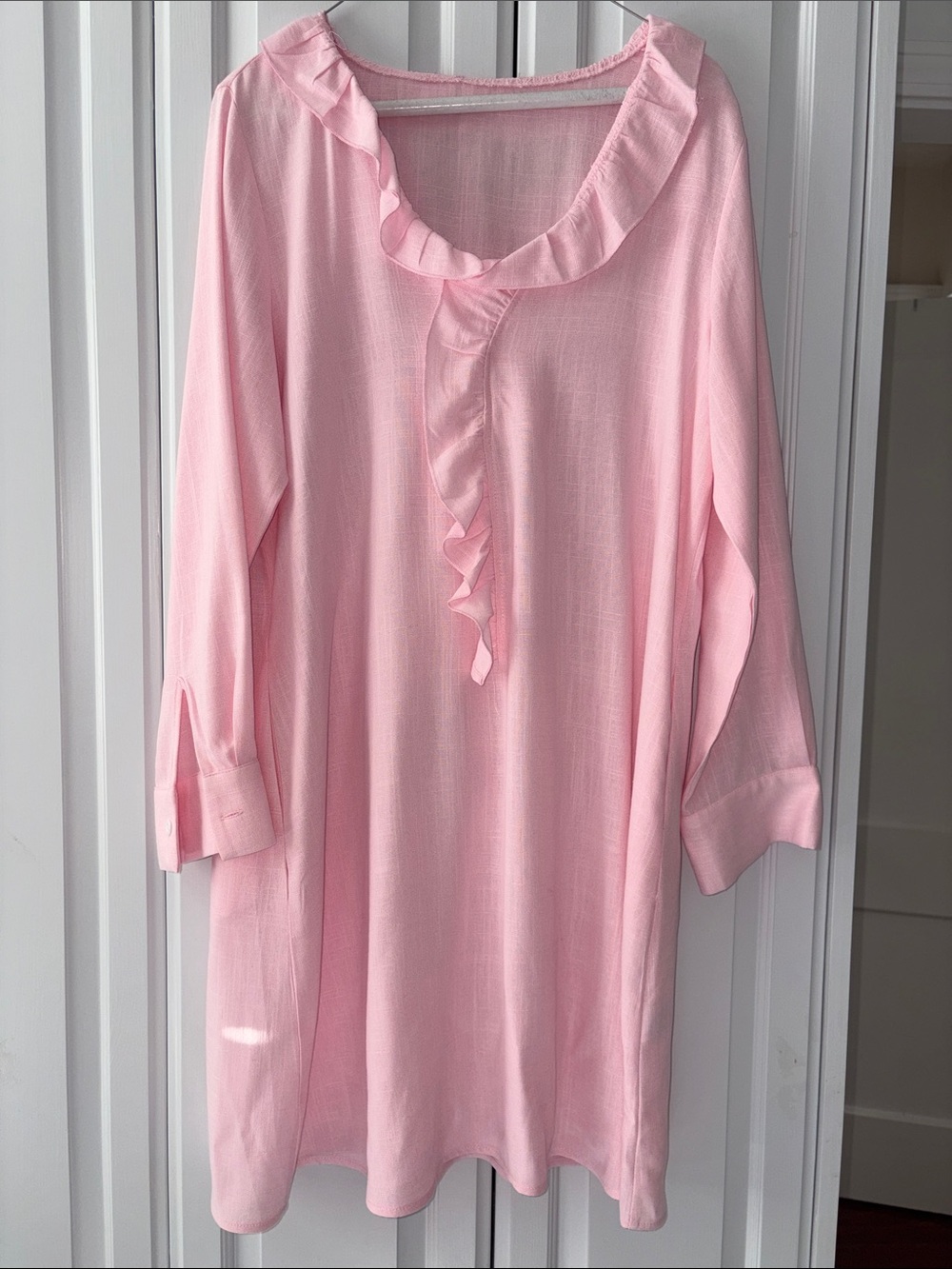 Light Pink Ruffle Neck Tunic